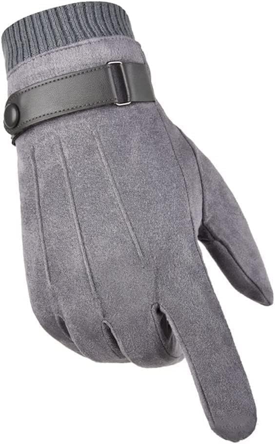 Guantes de equitación para hombre, piel de terciopelo, pantalla táctil, más terciopelo, gruesos, otoño e invierno, cálidos, para conducir, deportes al aire libre