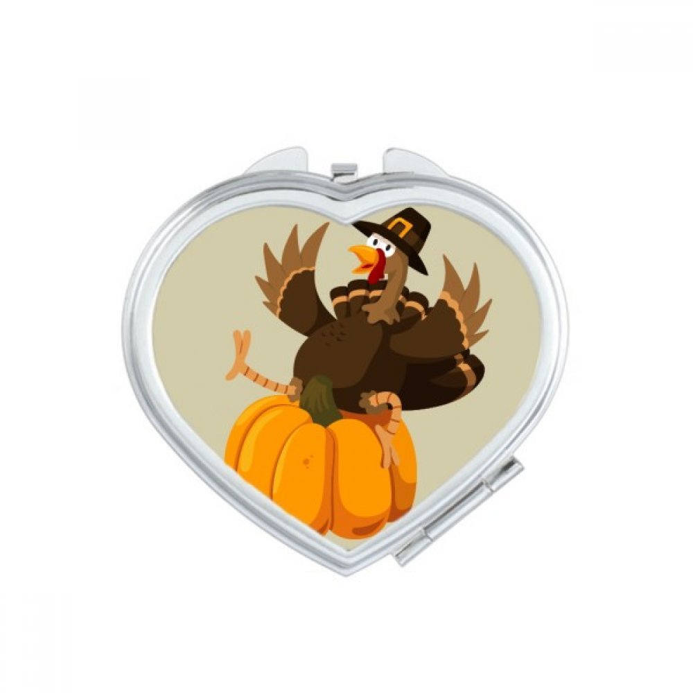 Miroir de poche compact motif Thanksgiving et citrouille accessoire de maquillage portable