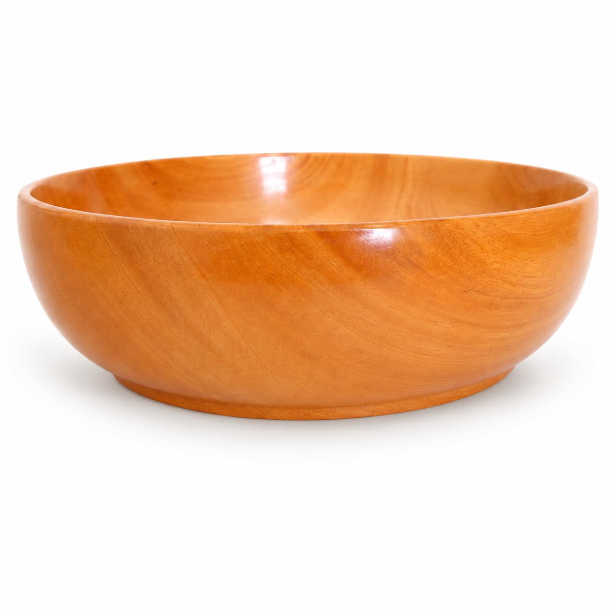artkart Premium Mahogany Wooden Salad Bowl (10 Inch) | Large Serving Bowl for Fruits, Rice & Face Ice Dipping | Handcrafted Natural Red Wood Finish Centerpiece (Big Size)
