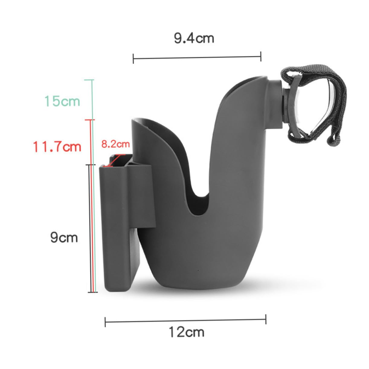 Abaodam Portabicchiere per Passeggino 2 in 1 Porta Cellulare in Abs Leggero e Portatile per Passeggino Nero