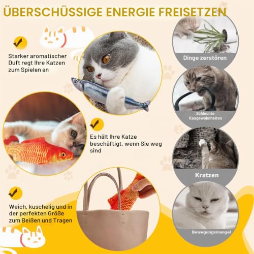 5 Stück Pielzeug mit Katzenminze, Katzenspielzeug Fisch | Kauspielzeug Für Katzen, Plüsch Katzenspielzeug, Ideal für Schlafzimmer, Hinterhof, Wohnzimmer, Arbeitszimmer, Indoor-Spiel – Bild 5