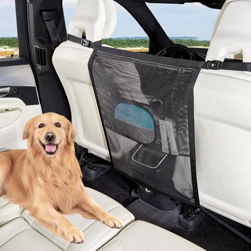 Data Mist Dog Car Barrier Pet Barrier with Larger Zipper Organizer Storage Car Divider Net for Dogs Dog Barrier for Car/SUV/Truck
