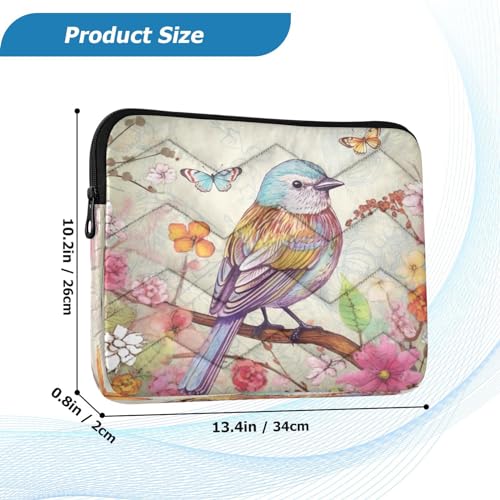 Funda para portátil con diseño de aves y flores para portátiles 13-14 pulgadas miniatura 3