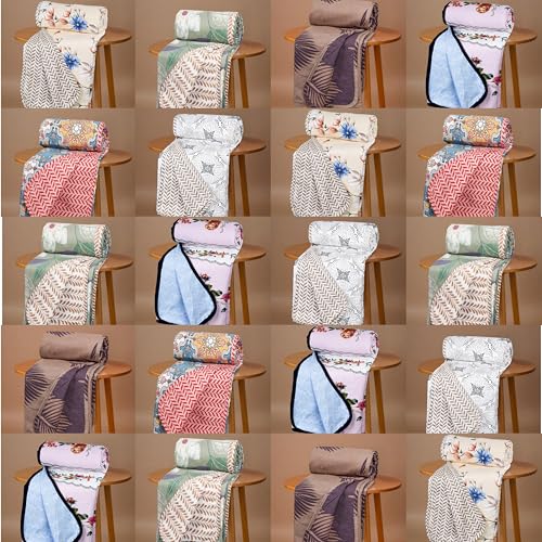 Image of HOMEKART Super Soft Cotton Printed Dohar |AC Blanket| Quilt /Duvet for Single Bed 60x86in, 250 GSM -Value Pack Bulk Bedding Set for Hotels, Hostels, PGs & Wholesale Ideal for Diwali Gifting- Pack of 20