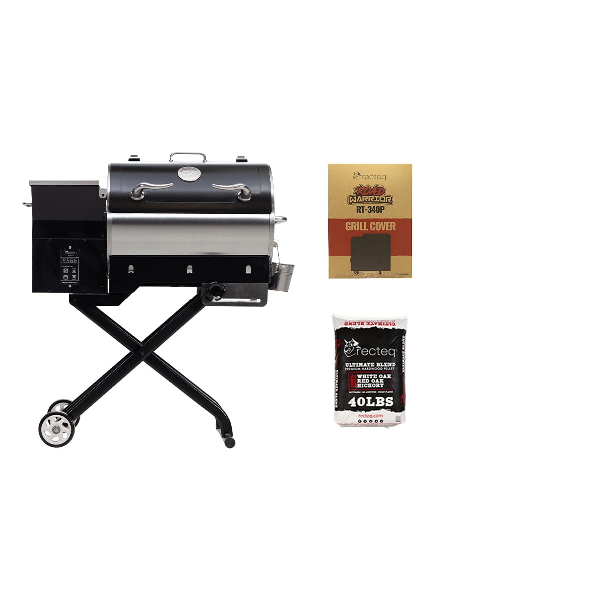 recteq Pellet Grill - Road Warrior 340 + Grilling Basics Bundle, Portable Electric Pellet Smoker Grill, BBQ, Wood Pellets, Sear, Smoke, and More