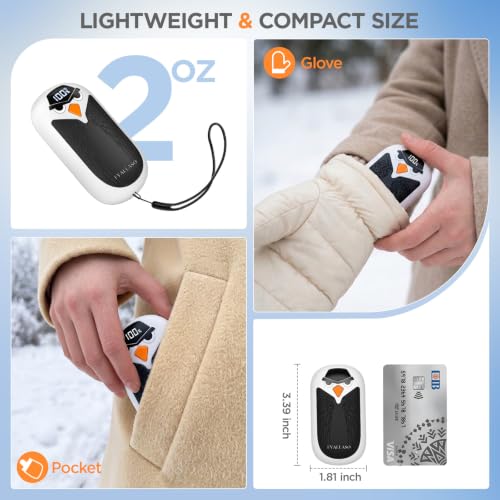 Hand Warmers Rechargeable 2 Pack- LED Display, Cute White Elephant Gifts - image 4