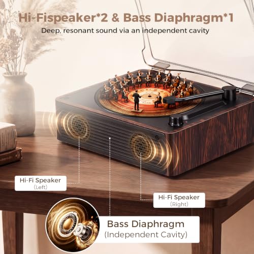 Image of Portable CD Player with Speakers, 6H Playtime with Bluetooth 5.4, Retro CD Player with Hi-Fi Bass Boost, 5000mAh Battery for Home Decor, Bedroom, Outdoor, Gift (Brown)