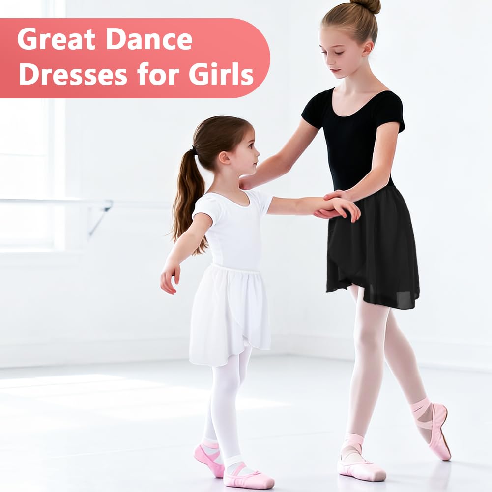 DiULi Falda de Danza Ballet para Niña, Falda Corta Gasa de Baile, Faldas Cruzada de Ballet, Faldas de Bailarina Niñas con Cintura Elástica para Patinaje Artístico, Gimnasia y Latino