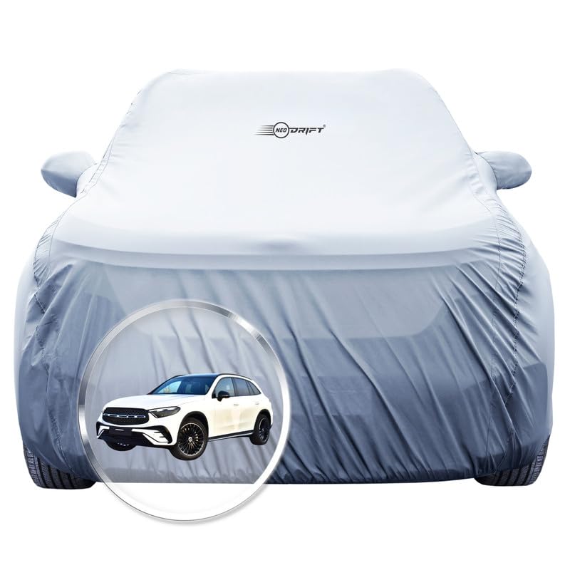 Image of NEODRIFT 'SilverTech' Car Cover for Mercedes GLC 200 (100% Water-Resistant, All Weather Protection, Tailored Fit, Precision-Fit & Breathable Fabric) (Colour: Silver)