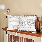 2er Set Boho Kissenbezug, Dekorative Kissenhülle mit Quaste Kissenbezüge Boho Style Getuftet Sofakissenbezug für Sofa Schlafzimmer Wohnzimmer Auto 45x45cm