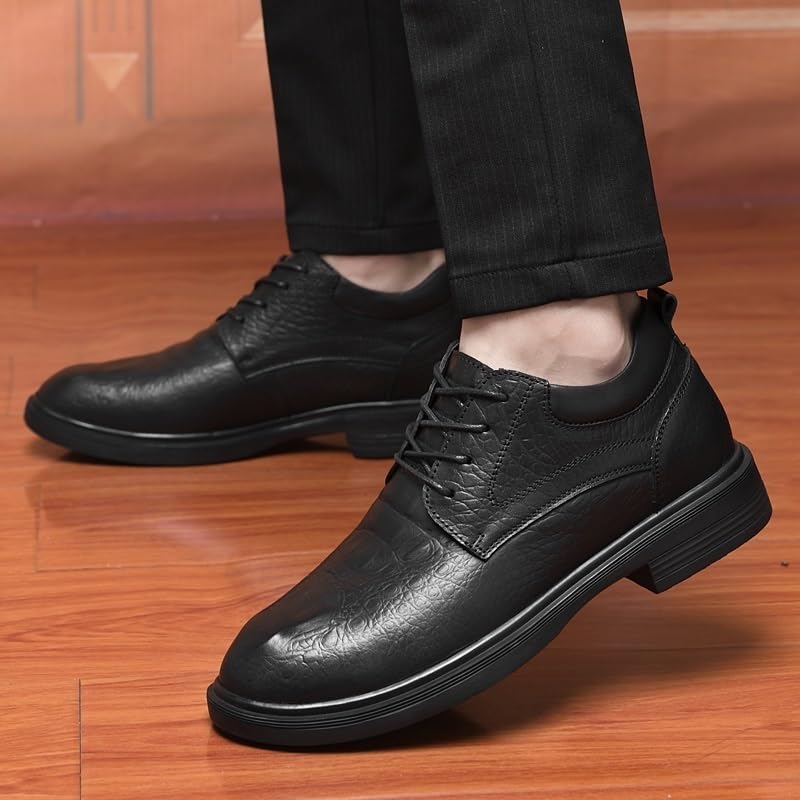 Casual Men Oxford Dress Shoes Faux Leather Lace Up Cap Toe Anti Slip Non Slip Resistant Shoes for Party4