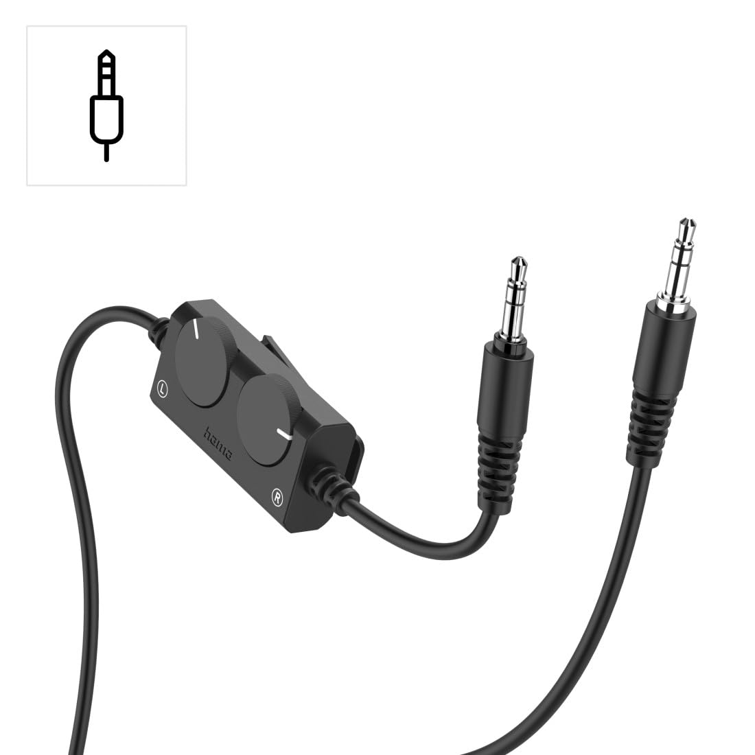 Hama Casque TV Filaire 6 m, Circum-aural, Câble Extra Long Amovible, Réglage Volume Séparé Gauche/Droite, Casque Audio Idéal Seniors ou Malentendants, Jack 3,5 mm et Adaptateur 6,35 mm, Noir
