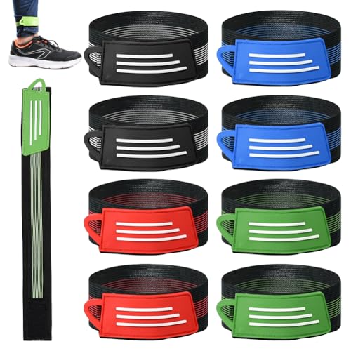 BNGXR Lot de 8 pinces à pantalon pour vélo, protection de pantalon de vélo, bande réfléchissante élastique, pinces à pantalon pour cycliste, jogging,...