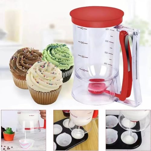 Waffle Batter Dispenser | 6.69x 7.28 x 4.33 inches Handheld Batter Pourer Dispenser | 900ml Cupcakes Batter Cup, Food-Grade Pancake Maker Separator With Measuring Label For Precise Portion Control - Image 6