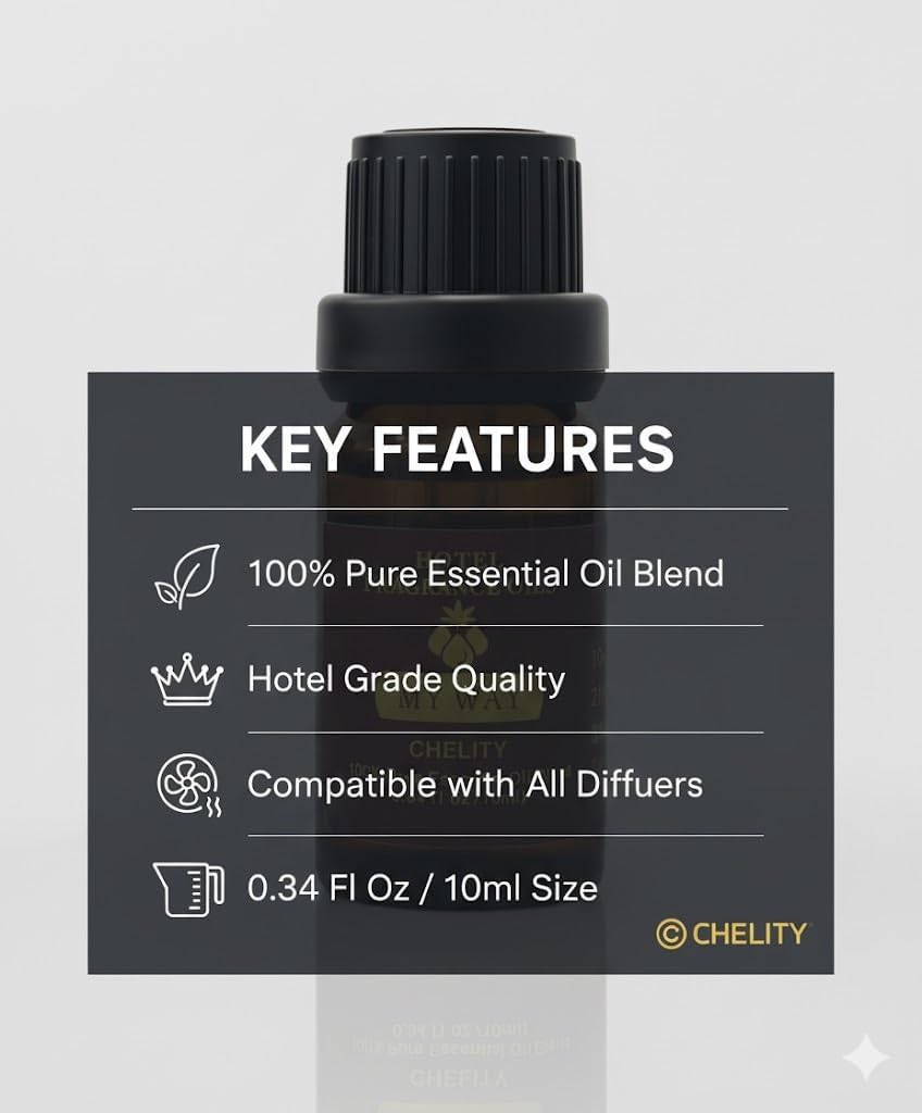Hotel Diffuser Oil Essential Oils Set, Inspired by Luxury 5-Star Hotel, Baccarat Rouge, Dream On, Dubai, My Way, Santal, Fragrance Oil Set (5X10ML (0.34 fl oz), Hotel) - Image 3