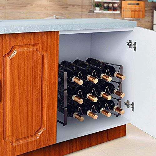 Soporte apilable para 12 botellas de vino negro mate miniatura 7
