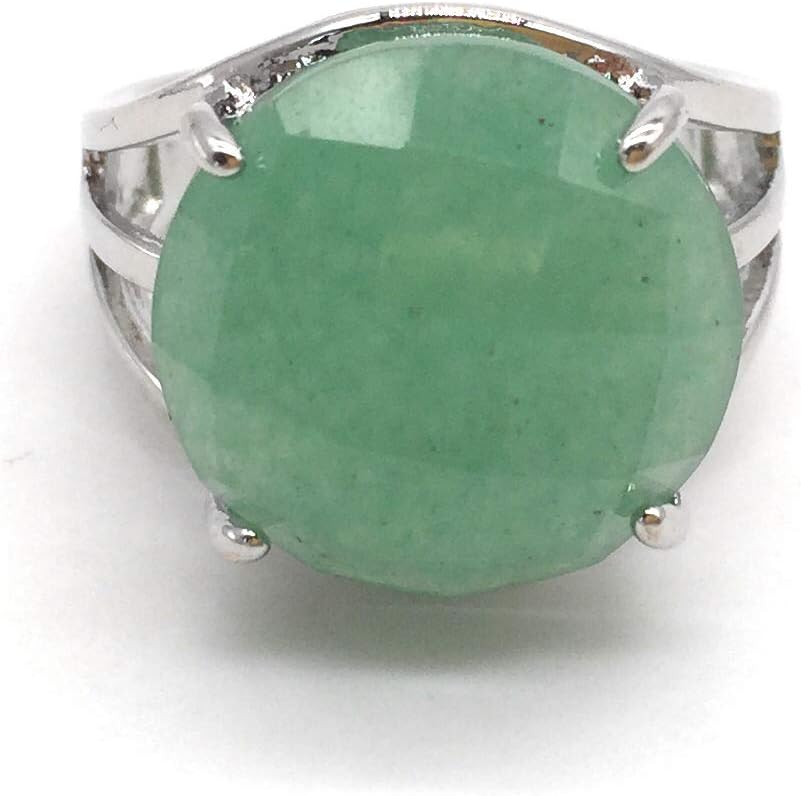 xinpengFaceted Oval Round Shape Natural Stone Adjustable Ring for Women Gemstones Healing Crystal Jewelry Wedding Engagement Anniversary Birthday Gift