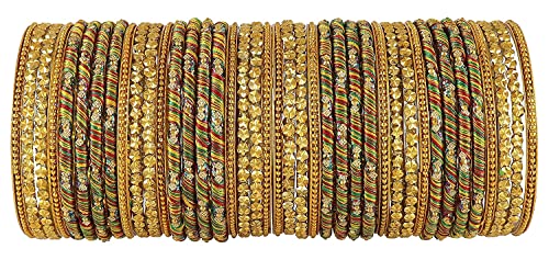 Image of NMII Acrylic (Plastic) With Silk Thread & Beads Studded Worked Glossy Finished Kada Set For Women and Girls