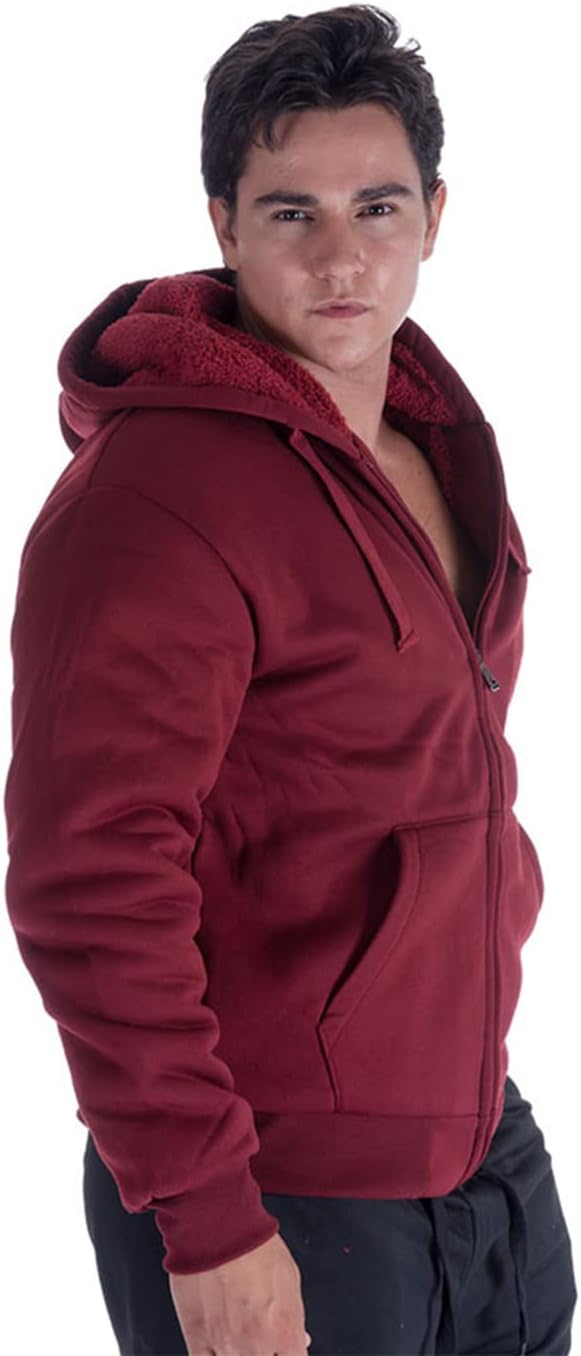 Yasumond Men's Sherpa Lined Zipper Hoodie Long Sleeve Flannel Warm Coat Fleece Cozy Jacket With Pockets for Men - Image 6