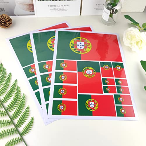 Image of QQSD Portugal Flag Sticker Portuguese Decal in Multiple Sizes, 3 Pack, 11.7 x 8.3 Inches