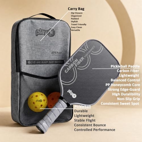 Image of playR Performance Carbon Fiber Pickleball Set of 4 for Kids & Adults