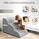 Mora Pets Hundetreppe für Kleine Hunde Haustiertreppe für Bett und Sofa Hunde Treppe rutschfeste Plüsch-Bezug waschbar Katzentreppe Hunderampe aus Schwamm 3 Stufen (40 cm hoch, Grau)