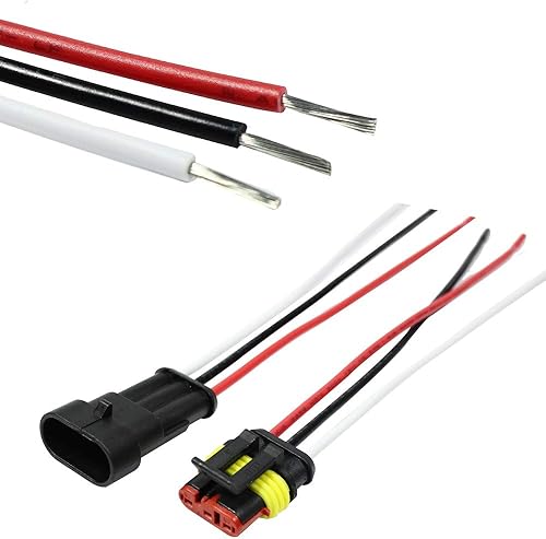 Miniatura 4 de 3 Pin Way Auto Impermeable Conector Eléctrico Pigtail Con Alambre 18 AWG Marino Para Coche Barco Ect.5 Pack