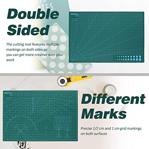 Foto de KingTool - Juego de 78 cortadores rotativos de 1.772 in con alfombrilla de corte A3, tijeras de tela, 3 cuchillas de repuesto, reglas de acolchado, clips de costura, pasadores de coser, perfecto para (imagen 5)