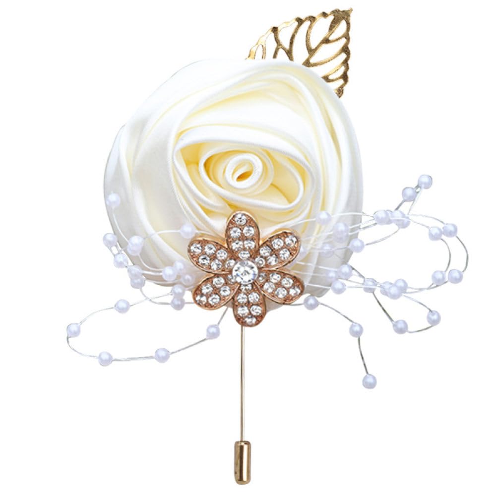 GZKDKZB Fiore da Polso della Sposa, Set di 2 Braccialetti da Ballo di fine Anno, Corsage da Polso per Matrimonio, Fiore da Polso di Perle per Damigella d'Onore, Fiore da Mano per