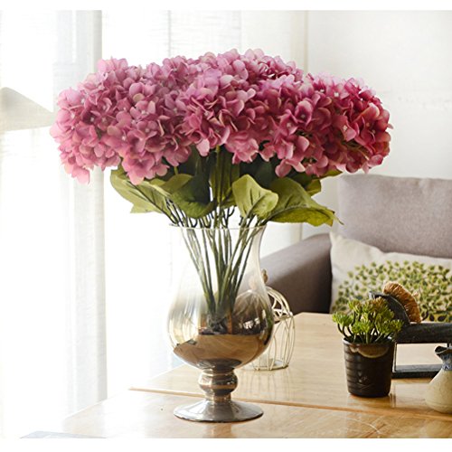 YOUNGMAN 5 Jefes de hortensias Hermoso Ramo de Flores Artificiales Ramo Home Boda Decor