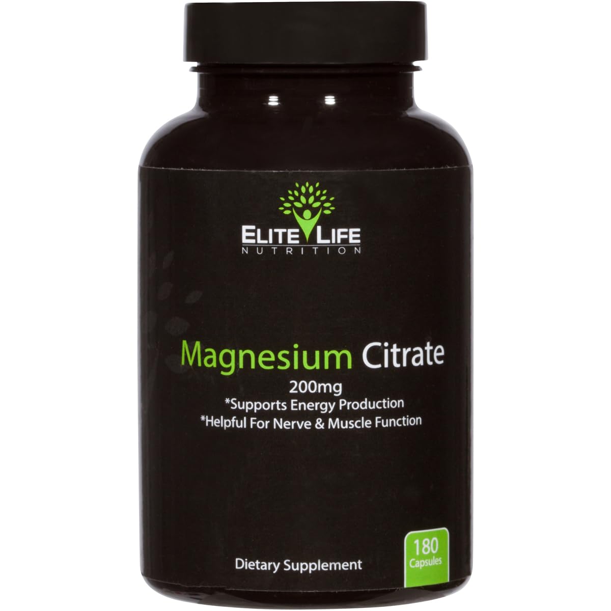 Magnesium Citrate 200mg - Pure, High-Potency, Bioavailable, and Natural Magnesium - Optimum for Stress Relief, Sleep, Relaxation, Constipation, and Brain Support Now - with 180 Capsules