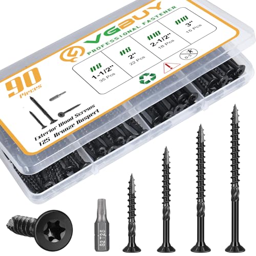 VGBUY 90Pcs Deck Screws, #8#10 Black Wood Screws Assortment ...
