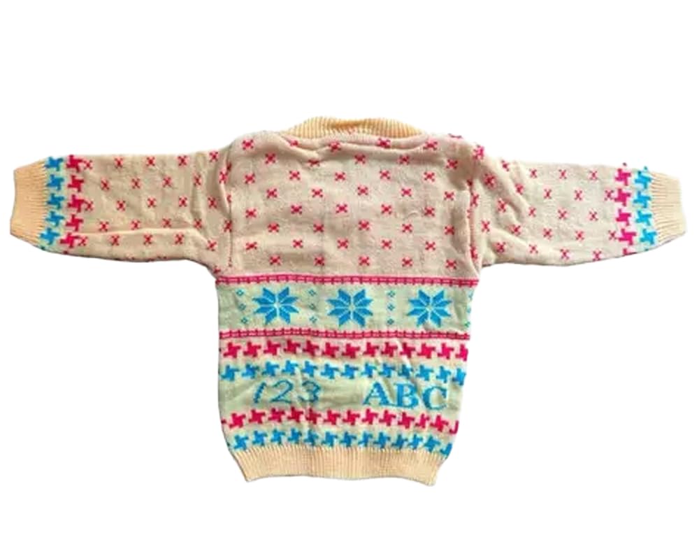 Baby Unisex New Born Baby Boys Girls Soft Comfortable Trendy Woolen Round Neck Sweater Set with Payjami, Cap and Pair of Booties for Toddlers Beige - Image 3 thumbnail
