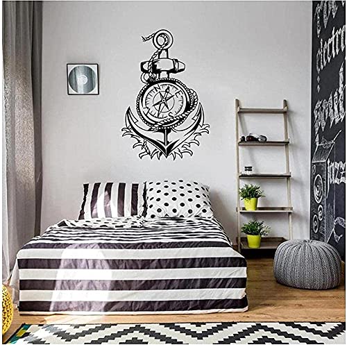 Anker Und Kompass Wandsticker Nautik Anker Und Kompass Wandsticker Nautisch Dekoratives Wandbild Wohnzimmer 84X57 Cm