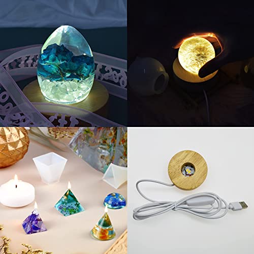 NA Yayatty 5 PCS Resin Egg Molds, 3D Dragon Egg Resin Mold Silicone, Pyramid Silicone Resin Mold, Sphere Jewelry Making Craft Mold with Lamp Base for DIY Craft Ornament and Home Decoration - Image 2