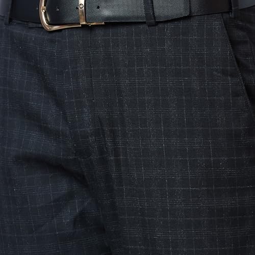 Image of Park Avenue Men Mid Rise Smart Fit Checks Pattern Poly Viscose Blend Pleatless Formal Trouser