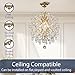 Bestier Modern Gold Pendant Chandelier Crystal Raindrop Lighting Ceiling Light Fixture Lamp for Dining Room Bathroom Bedroom Livingroom entryway 3 E12 Bulbs Required D16 in x H18 in