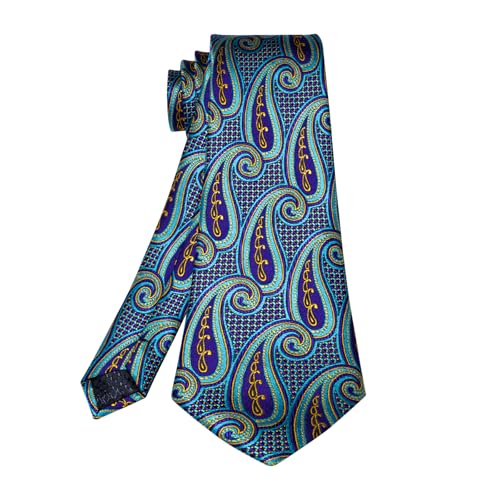 Image of 5PCS Mens Premium Silk Tie, Pocket Square, Cufflinks, Drilled Tie Ring and Lapel Pin Set for Wedding Groom Party