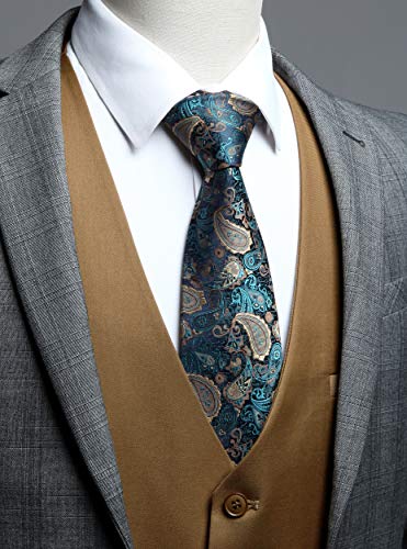 Hisdern Men's Suit Vest Business Formal Dress Waistcoat Vest With 3 Pockets For Suit Or Tuxedo Khaki #TOP1