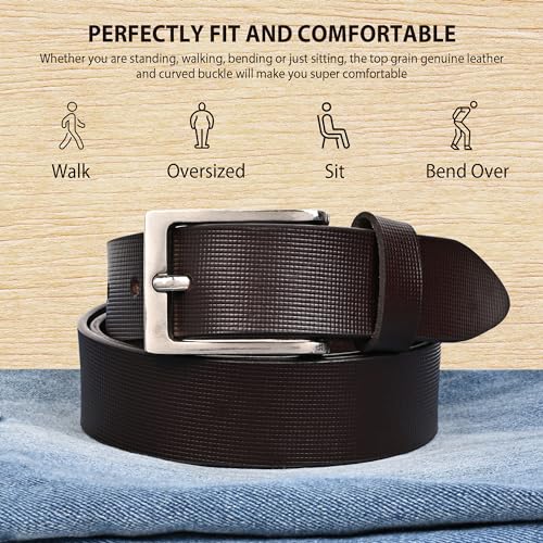 Image of HAYES LONDON Genuine Leather Belt for Men, Original Top Grain Formal and Casual Belt, Lifetime Leather Warranty (34, Sigma Brown)