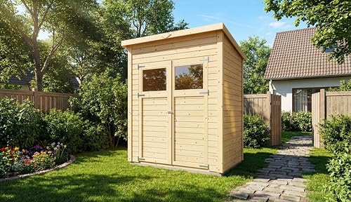 Alpholz Gerätehaus Mollie 191x139 cm Fichtenholz 14 mm Wandstärke Pultdach Gartenschuppen mit Montagematerial