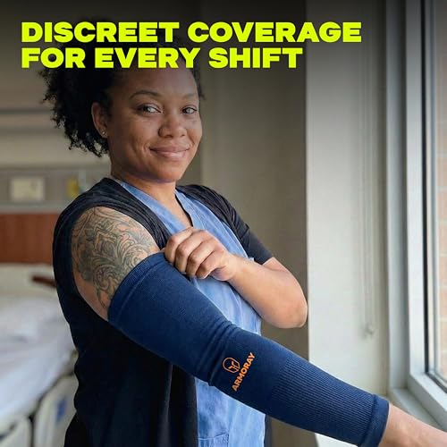 Image of ARMORAY Arm Sleeves for Men or Women - Compression Warmers to Cover Tattoo - for Basketball Golf Running Football Cycling or Sun Protection