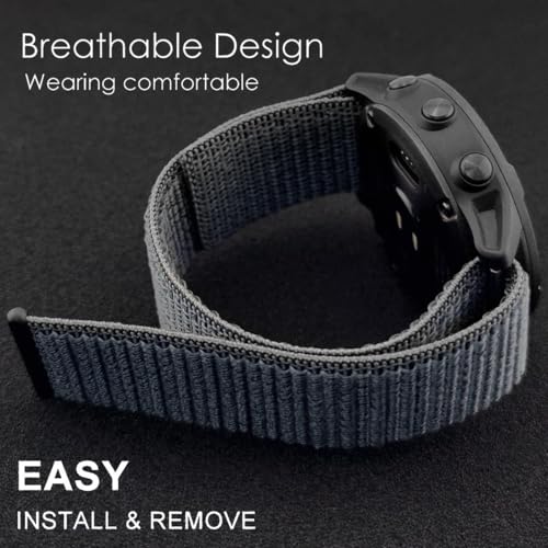 Image of Abanen Hook and Loop Quick Dry Watch Band for Fenix 6 /Fenix 5 / Fenix 7 /EPIX 2, 22mm Woven Nylon Ultralight Sport Wristband Strap for Garmin epix Pro 47mm,Instinct 2 Solar,Forerunner 955