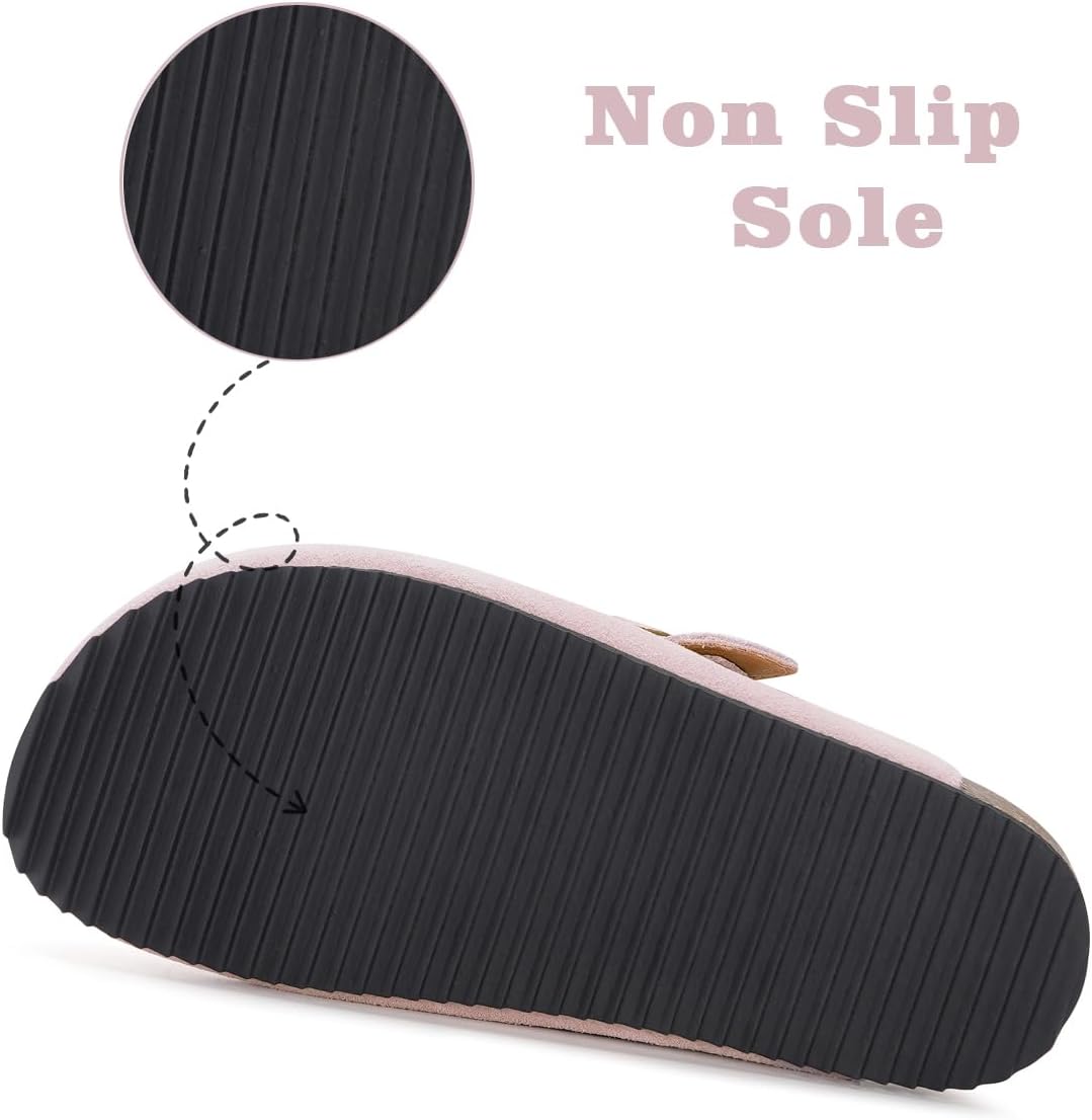 Kids Suede Clogs Boys Girls Cork Footbed Potato Shoes Classic Slip On Leather Mules Children Indoor Outdoor Sandals with Adjustable Buckle - Image 5