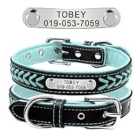Didog Personalisiertes Lederhalsband & Leine – Geflochten, Gepolstert, Größe XL (bis 47 Cm), Rot