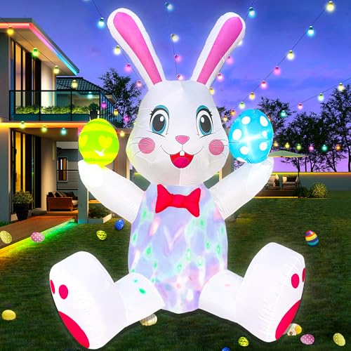 Décorations de Pâques gonflables : lapin géant 1m80 extérieur avec œuf coloré - 3