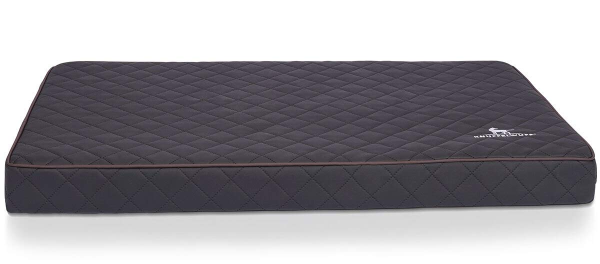 Knuffelwuff Orthopädische Hundematte Juna Hundebett aus laser gestepptem Kunstleder waschbar Hunde ortho orthopädisch memory XXL 110x66cm Schwarz