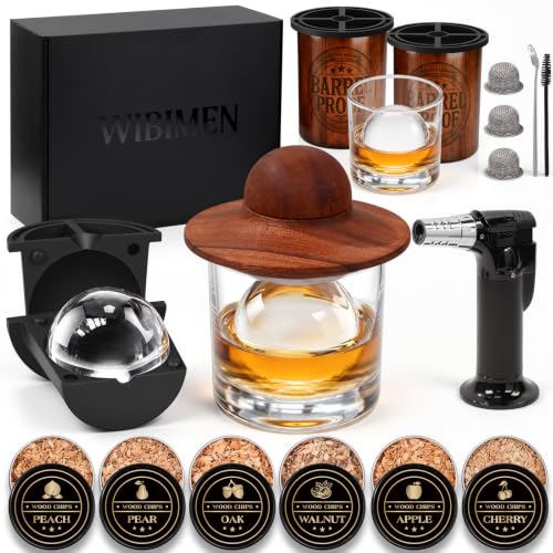 Whiskey Smoker Kit with Torch & 2 Clear Ice Maker Old Fashioned Smoker Kit