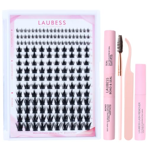 Image of Manga Lash Clusters Kit Spiky & Fairy Wispy Eyelash Extensions Anime Bottom Individual Lashes with Bond and Sea, Remover Tweezers Brush (California Sunset-0.07D-10-16mm)