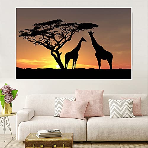 Peinture diamant 5d complet girafe 40x80cm pour broderie point de croix
